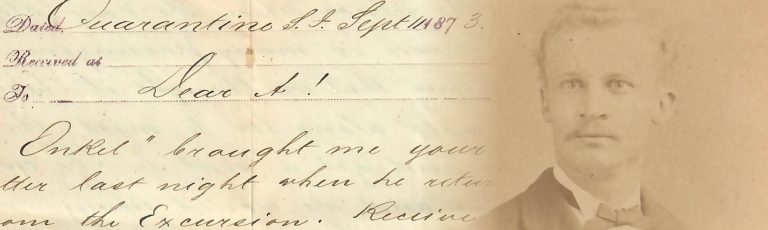 Left: Letter by Frederick Jessen, 1873 / Right: Frederick Jessen, 1873, courtesy of Tina Kaasmann-Dunn