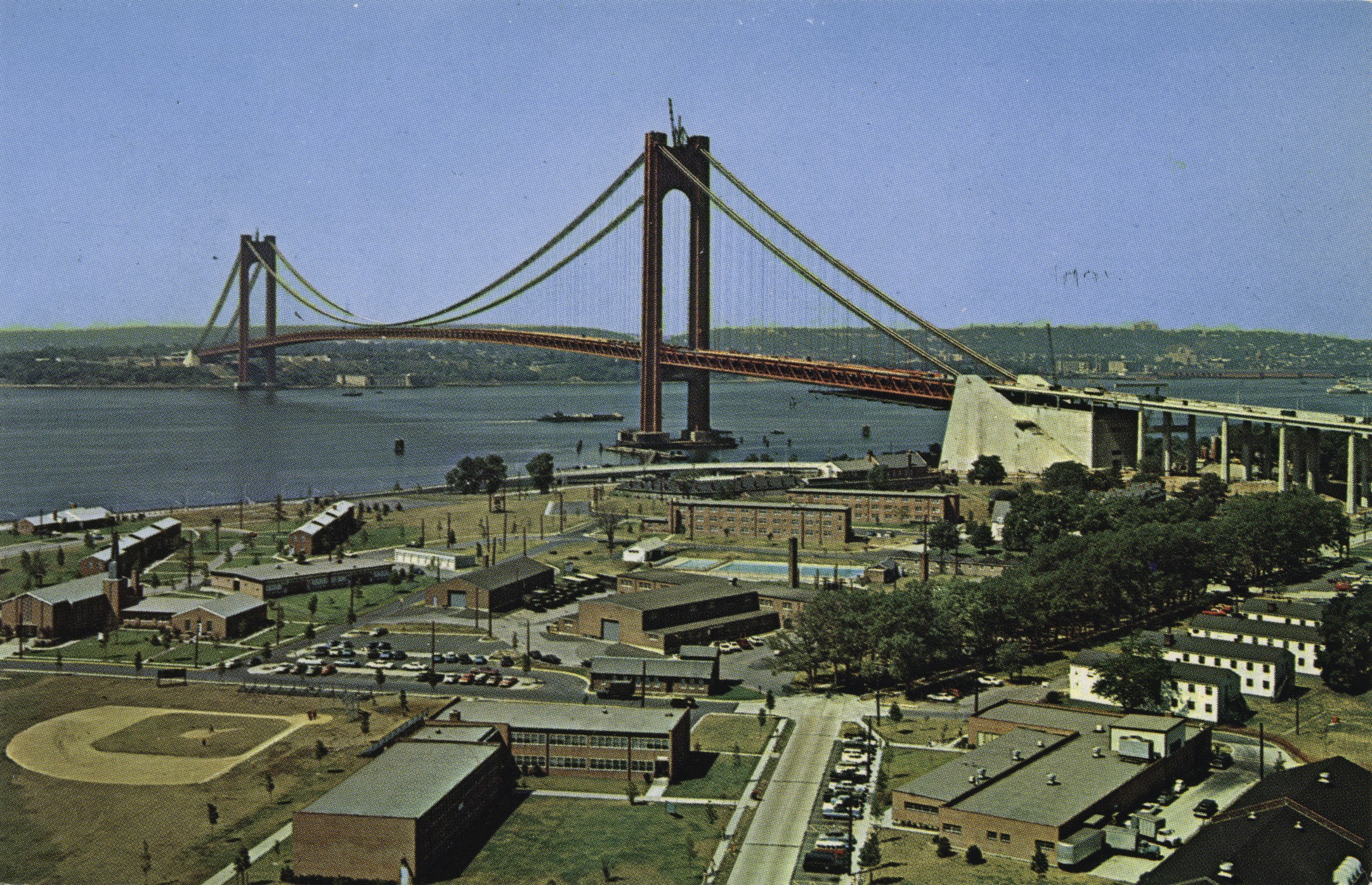Verrazzano-Narrows Bridge, 1964. Postcard. NYPL.