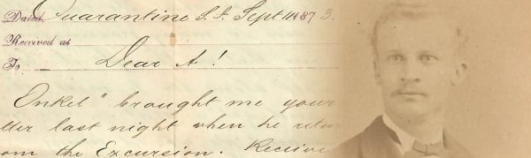 Left: Letter by Frederick Jessen, 1873 / Right: Frederick Jessen, 1873, courtesy of Tina Kaasmann-Dunn